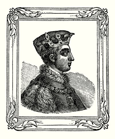 Hendrik V werd geboren in 1388, gekroond in 1413 en stierf in 1422 door English School