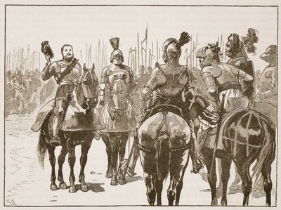 Hendrik en de gevangengenomen Franse officieren, illustratie uit Cassells Geïllustreerde Geschiedenis van Engeland door English School
