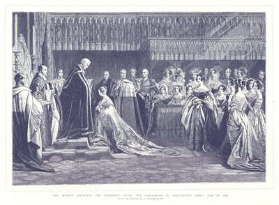 Hare Majesteit ontvangt het Sacrament na de Kroning in Westminster Abbey, 28 juni 1838 door English School