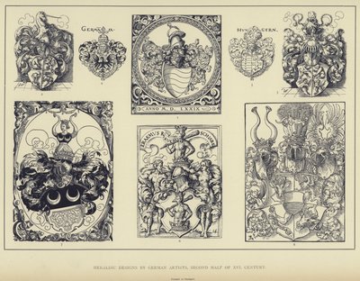 Heraldische ontwerpen door Duitse kunstenaars, tweede helft van de zestiende eeuw (litho) door English School