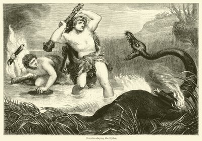 Hercules doodt de Hydra (gravure) door English School