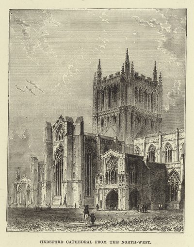 Hereford Kathedraal vanuit het noordwesten door English School