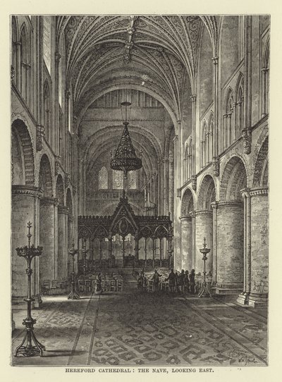 Hereford Kathedraal, het schip, kijkend naar het oosten door English School