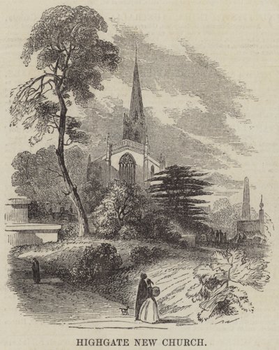 Highgate Nieuwe Kerk (gravure) door English School