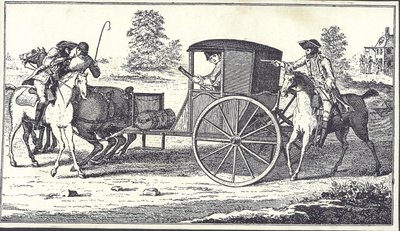 Snelwegrovers James MacLaine en William Plunkett beroven de Graaf van Eglinton op Hounslow Heath, 26 juni 1750 door English School