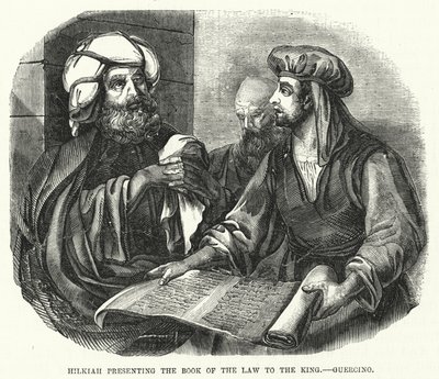 Hilkiah presenteert het Boek van de Wet aan de Koning, Guercino door English School