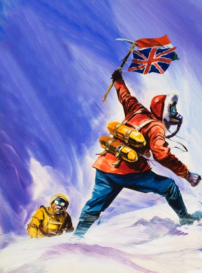 Hillard en Tensing op de top van de Mount Everest door English School