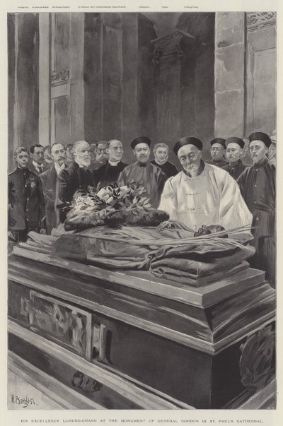 Zijne Excellentie Li-Hung-Chang bij het monument van generaal Gordon in de St. Paul