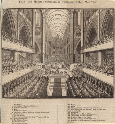 Zijne Majesteits Kroning in Westminster Abbey, Westelijk Uitzicht door English School