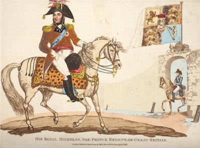 Zijne Koninklijke Hoogheid, de Prins Regent van Groot-Brittannië, illustratie uit An Historical Account of the Battle of Waterloo door William Mudford, 1816 door English School