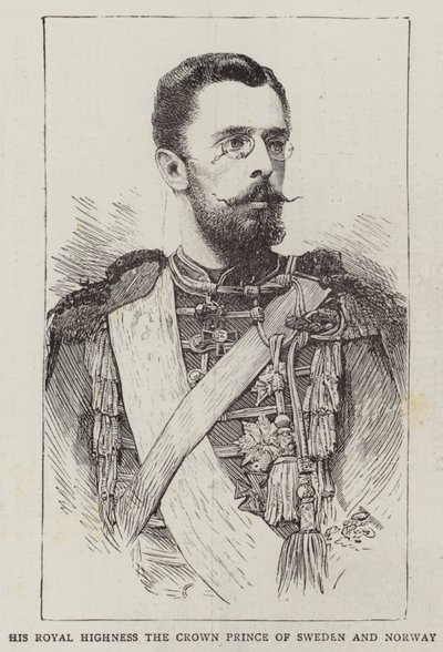 Zijne Koninklijke Hoogheid de Kroonprins van Zweden en Noorwegen (gravure) door English School