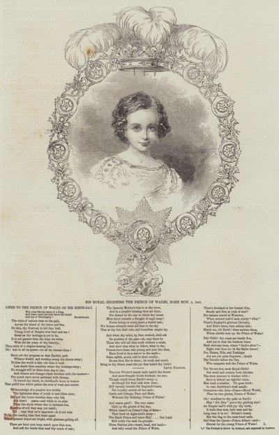 Zijne Koninklijke Hoogheid de Prins van Wales, Geboren 9 November 1841 (gravure) door English School
