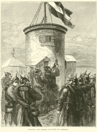 Het hijsen van de Duitse vlag op Valerien, maart 1871 door English School