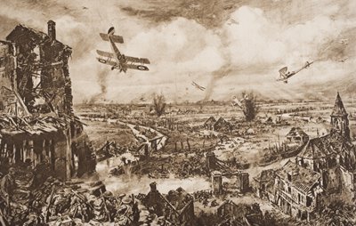 Een Duitse aanval tegenhouden, Armentieres, België, illustratie uit 