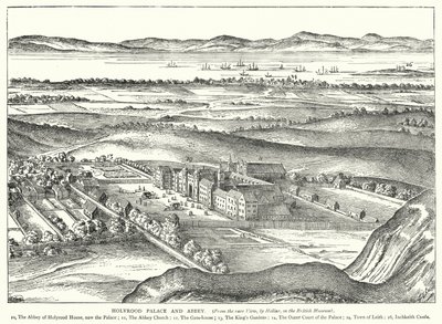 Holyrood Paleis en Abdij (gravure) door English School