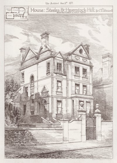 Huis, Steeles Road, Haverstock Hill, voor C E Johnson door English School