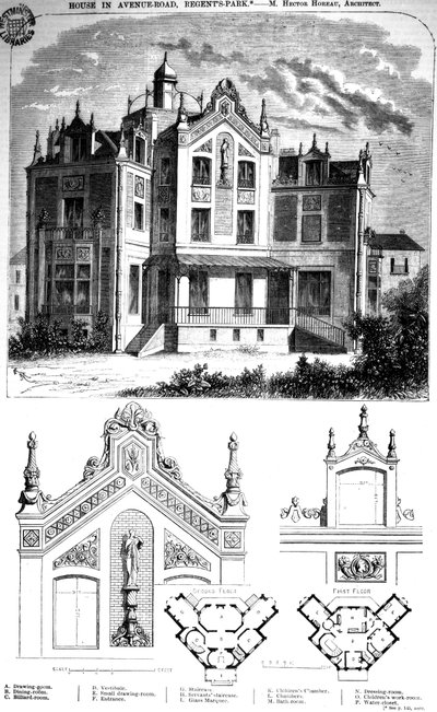 Huis in Avenue Road, Regents Park, ontworpen door Hector Horeau, 1859 door English School