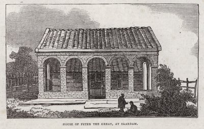 Huis van Peter de Grote, Saardam (gravure) door English School