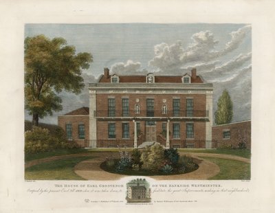 Huis van de Graaf Grosvenor aan de Bankside, Westminster. Afgebroken in 1809 door English School