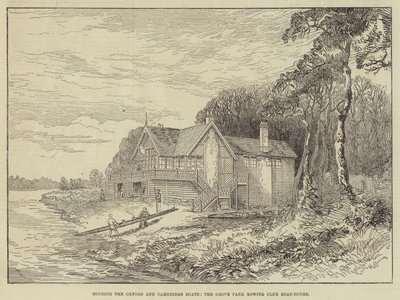 Het onderbrengen van de Oxford en Cambridge boten, het botenhuis van de Grove Park Roeivereniging door English School