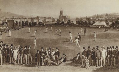 Hoe ze cricket speelden toen koningin Victoria jong was (litho) door English School