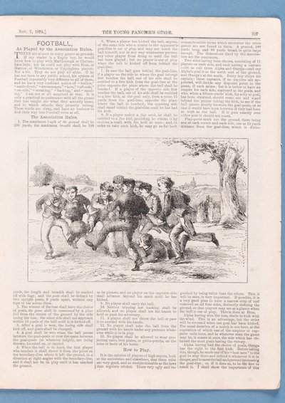 Hoe Voetbal te Spelen volgens de Verenigingsregels, artikel uit De Gids voor Jonge Liefhebbers, 1874 door English School