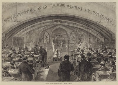 Hoe een oude zeilloods te gebruiken, een schets in Malta (gravure) door English School
