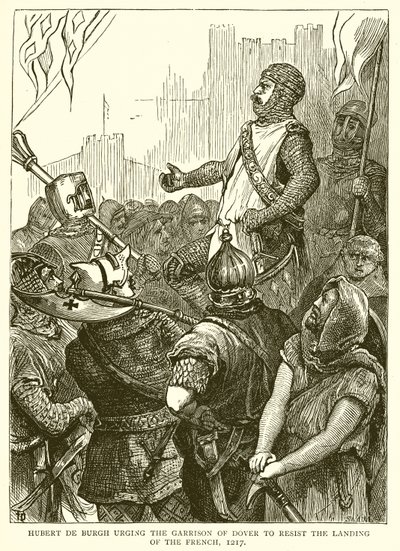 Hubert de Burgh spoort het Garnizoen van Dover aan om de Landing van de Fransen te Weerstaan, 1217 door English School