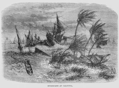 Orkaan in Calcutta (gravure) door English School