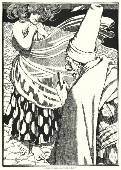 Ik ontmoette een dame aan de kust (gravure) door English School