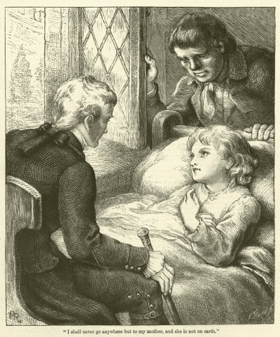 "Ik zal nooit ergens anders heen gaan dan naar mijn moeder, en zij is niet op aarde" (gravure) door English School