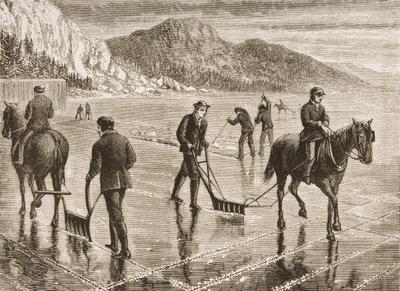 IJsoogst op de Hudson River, New York State, ca. 1870, uit 