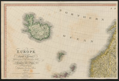 IJsland en Noorwegen, uit Europa, beschrijvend alle veranderingen van Gebied, samen met hun afwijkingen in de grenslijnen van de verschillende Rijken en Staten, overeengekomen en bevestigd door het definitieve verdrag van Parijs, 20 november 1815, gepublic door English School