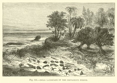 Ideaal landschap van de Krijt periode door English School