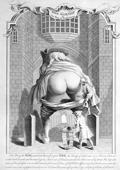 Afgoderij of de Weg naar Voorkeur, 1740 door English School