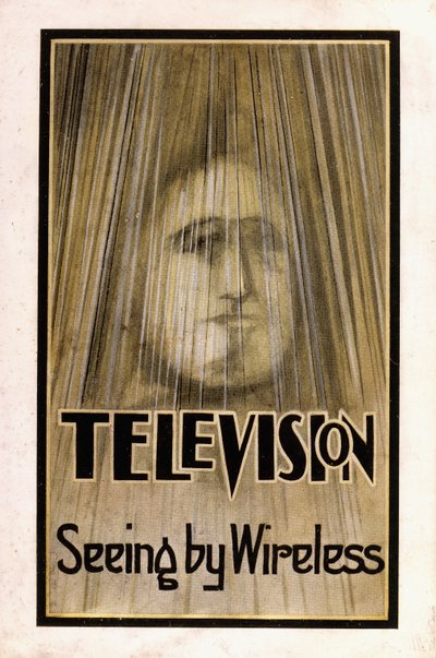 Geïllustreerde stofomslag voor de eerste editie van "Television", 1926 door English School