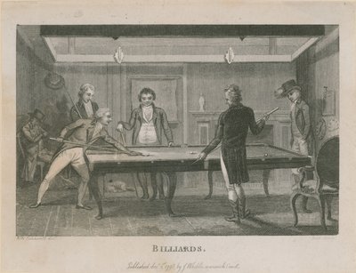 Illustratie van een groep mannen die biljarten door English School