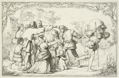 Illustratie voor The Pilgrims Progress door John Bunyan door English School