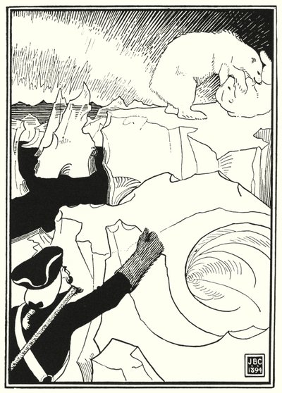 Illustratie voor de Avonturen van Baron Munchausen (gravure) door English School
