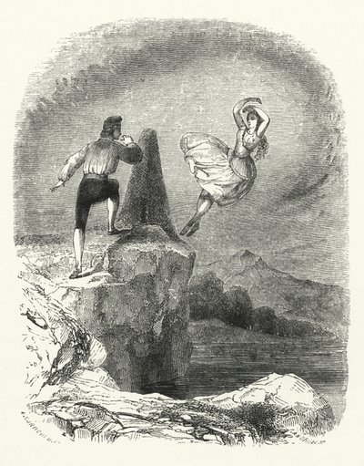 Illustratie voor het Ballet, Ondine of De Naiad (gravure) door English School