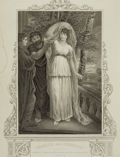 Illustratie uit Troilus en Cressida, Act III, Scene 2, door William Shakespeare (1564-1616) door English School