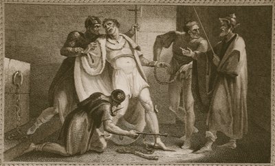 Gevangenschap van Stephen, illustratie uit David Humes The History of England, uitgegeven door R. Bowyer, Londen, 1812 door English School