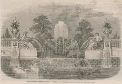 Verbeteringen van de Serpentine - Fontein in aanbouw in de Italiaanse Tuin door English School