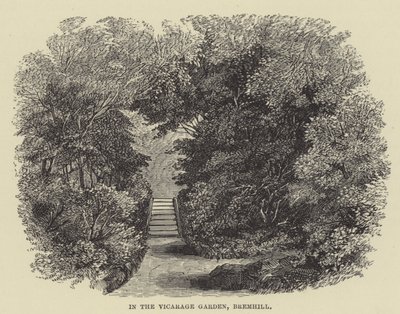 In de pastorie tuin, Bremhill (gravure) door English School