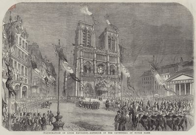 Inhuldiging van Louis Napoleon, Exterieur van de Kathedraal van Notre Dame door English School
