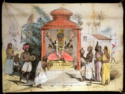 India, figuur en aanbidding van Kali, c.1850 door English School