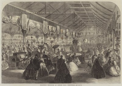 Industriële Tentoonstelling in Bingley Hall, Birmingham (gravure) door English School