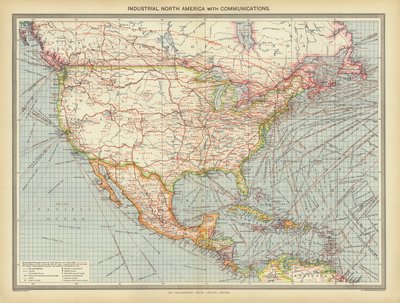 Industrieel Noord-Amerika met Communicatie (kleur litho) door English School