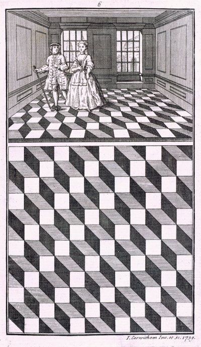 Interieur, illustratie uit Various Kinds of Floor Decoration, door John Carwitham, 1739, ZW gravure door English School