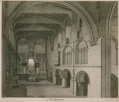 Interieur van de kerk van St. Bartholomew the Great door English School